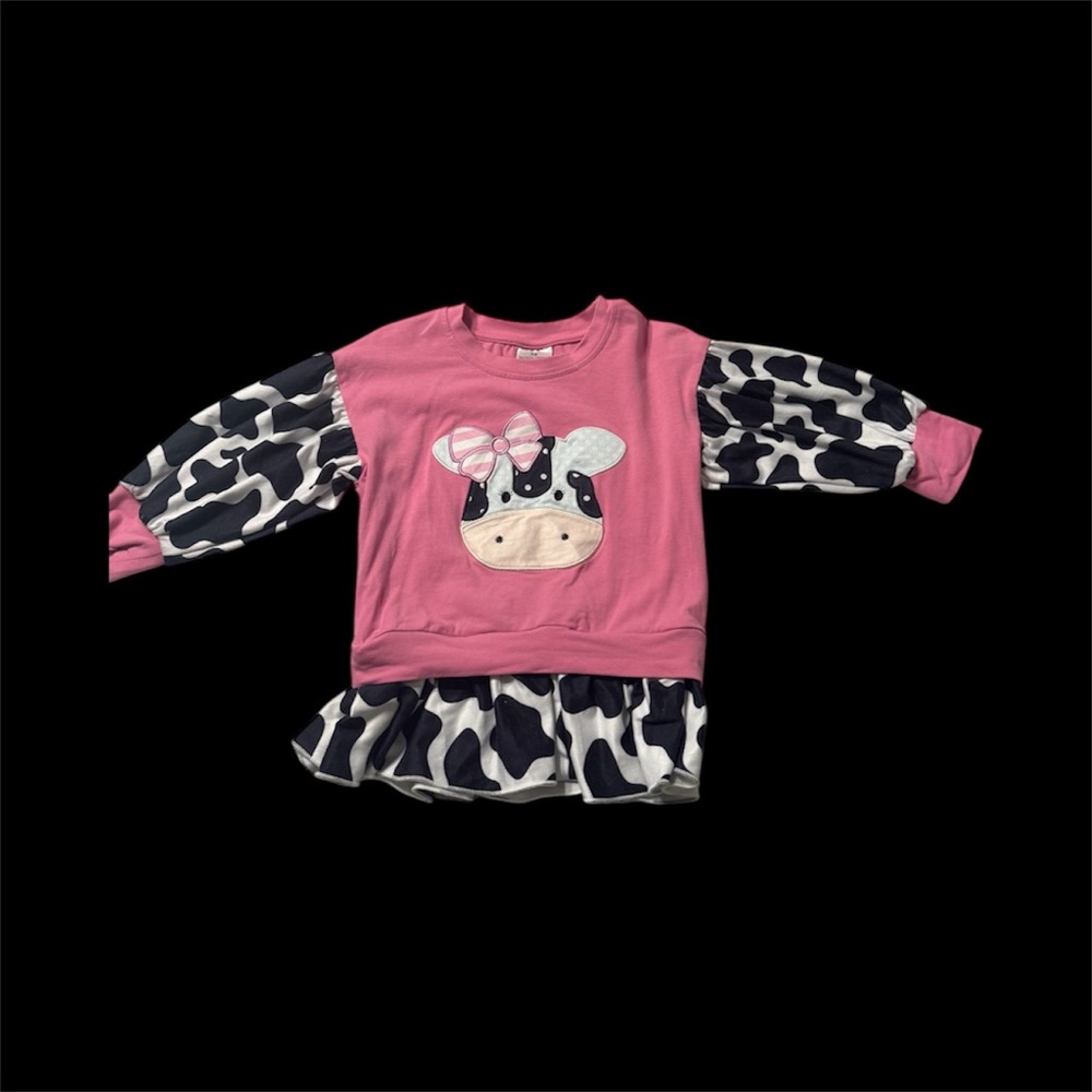 Adorable Pink Cow Print Kids Sweatshirt